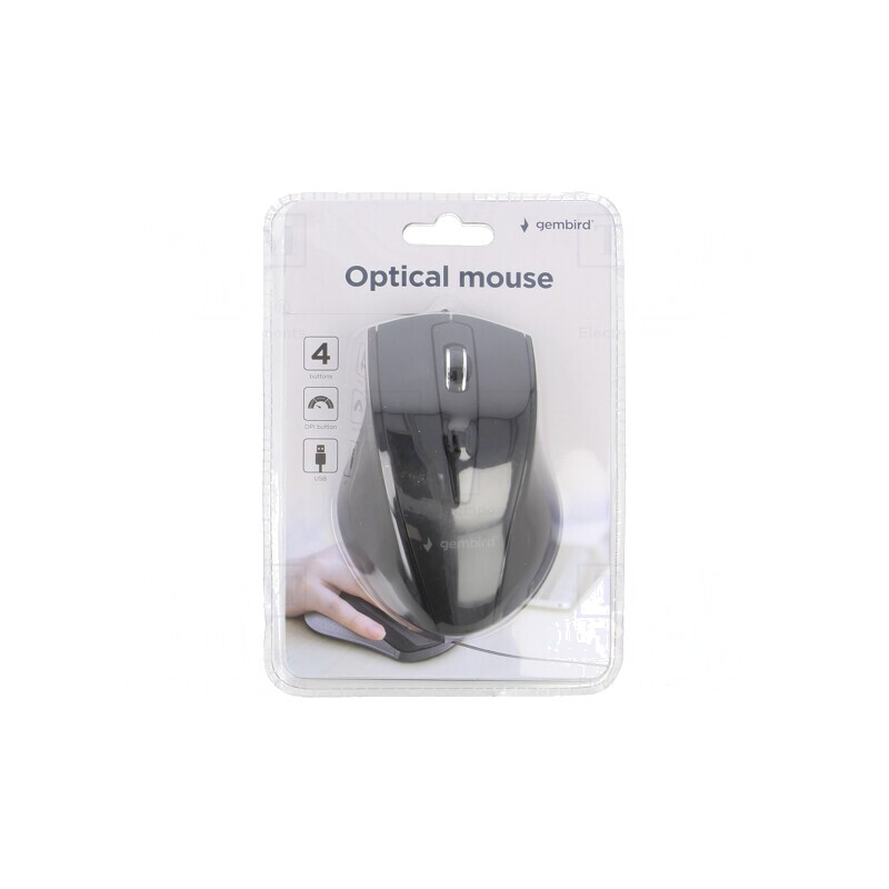 Mouse optic USB negru cu 4 butoane și cablu 1,35m | Electronic-mag.ro | Componente Electronice