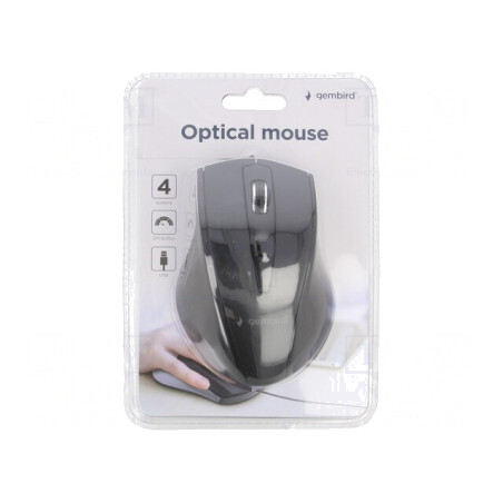 Mouse optic USB negru cu 4 butoane și cablu 1,35m | Electronic-mag.ro | Componente Electronice
