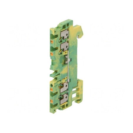Conector Șine 1,5mm2 4 Borne Galben-Verde | Electronic-mag.ro | Componente Electronice