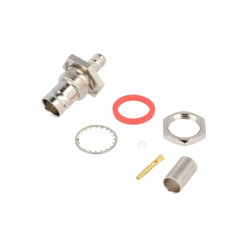Soclu BNC Mamă 75Ω Crimpat Panou PTFE | Electronic-mag.ro | Componente Electronice