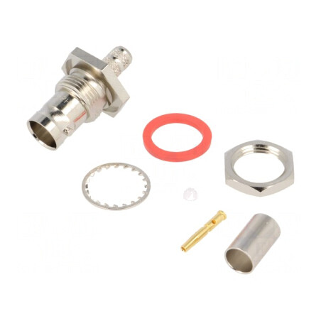 Soclu BNC Mamă 75Ω Crimpat Panou PTFE | Electronic-mag.ro | Componente Electronice