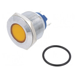 Lampă LED galbenă 12V Ø22mm alamă | Electronic-mag.ro | Componente Electronice
