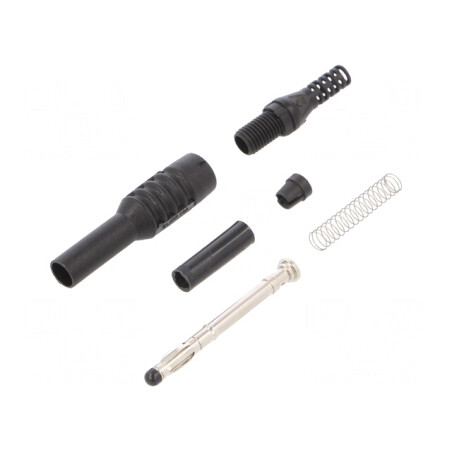 Mufă banană 4mm 10A lipită neagră nichelată | Electronic-mag.ro | Componente Electronice