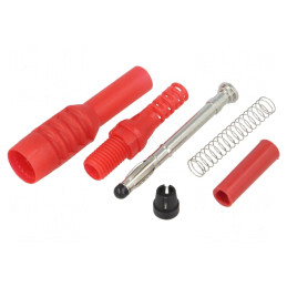 Mufă banană 4mm roșie cu capac glisant 10A 1kVAC | Electronic-mag.ro | Componente Electronice