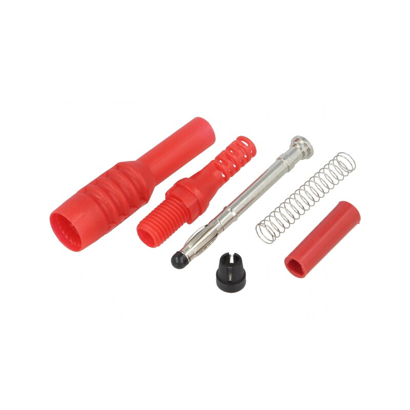 Mufă banană 4mm roșie cu capac glisant 10A 1kVAC | Electronic-mag.ro | Componente Electronice