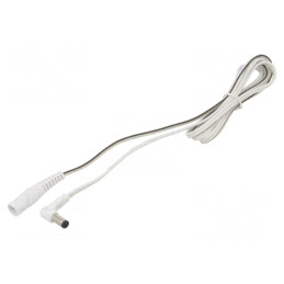 Cablu Prelungitor DC 5,5/2,1 Alb în Unghi 2x0,5mm² | Electronic-mag.ro | Componente Electronice