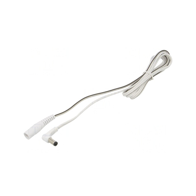 Cablu Prelungitor DC 5,5/2,1 Alb în Unghi 2x0,5mm² | Electronic-mag.ro | Componente Electronice