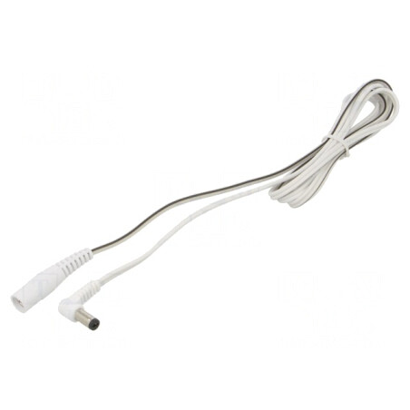 Cablu Prelungitor DC 5,5/2,1 Alb în Unghi 2x0,5mm² | Electronic-mag.ro | Componente Electronice