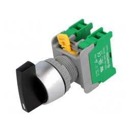 Comutator rotativ 22mm negru 1NO x2 | Electronic-mag.ro | Componente Electronice