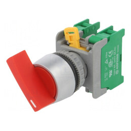 Comutator Rotativ 22mm Roșu 3A 230VAC | Electronic-mag.ro | Componente Electronice