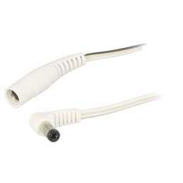 Cablu Alimentare Alb 2x0,5mm2 DC 5,5/2,1 la DC 5,5/2,5 în Unghi | Electronic-mag.ro | Componente Electronice