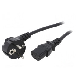 Cablu de Alimentare CEE 7/7 în unghi la IEC C13 1.5m Negru | Electronic-mag.ro | Componente Electronice