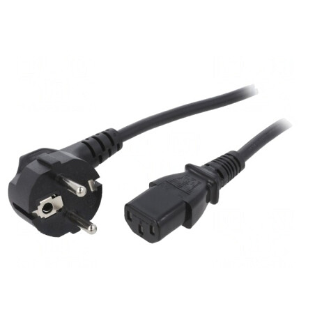 Cablu de Alimentare CEE 7/7 în unghi la IEC C13 1.5m Negru | Electronic-mag.ro | Componente Electronice