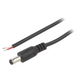Cablu Alimentare 2x0,5mm2 DC 5,5/2,1 Mufă Drept Negru 2m | Electronic-mag.ro | Componente Electronice