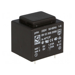 Transformator încapsulat 3VA 230V 9V PCB | Electronic-mag.ro | Componente Electronice