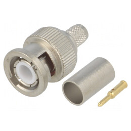 Mufă BNC Tată Drept 50Ω Crimp PTFE Aurită | Electronic-mag.ro | Componente Electronice
