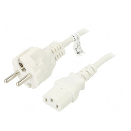 Cablu PVC Alb 1,5m CEE 7/7 la IEC C13 10A 250V | Electronic-mag.ro | Componente Electronice
