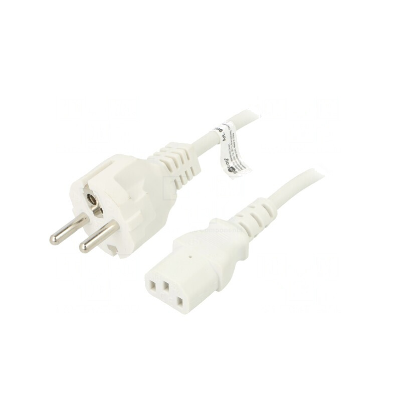 Cablu PVC Alb 1,5m CEE 7/7 la IEC C13 10A 250V | Electronic-mag.ro | Componente Electronice