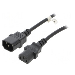 Cablu de Alimentare IEC C13 la C14 1,5m Negru 10A 250V | Electronic-mag.ro | Componente Electronice