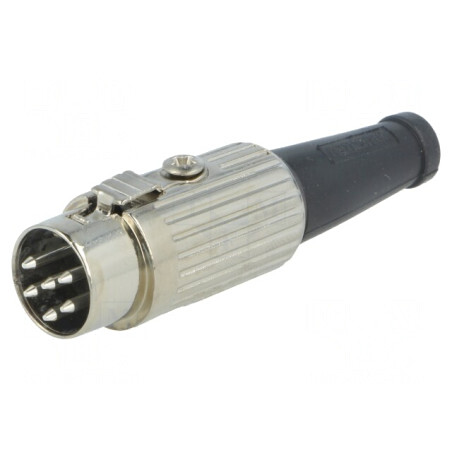 Mufă DIN 6 PIN 240° Drept pe Cablu 34V | Electronic-mag.ro | Componente Electronice