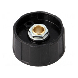 Buton rotativ negru ABS 6mm Ø31x15,5mm