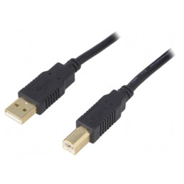 Cablu USB 2.0 A-B Aurit 5m Negru | Electronic-mag.ro | Componente Electronice