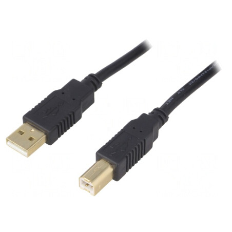 Cablu USB 2.0 A-B Aurit 5m Negru | Electronic-mag.ro | Componente Electronice