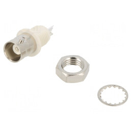Soclu BNC Mamă 50Ω Lipire Nylon Argintat | Electronic-mag.ro | Componente Electronice