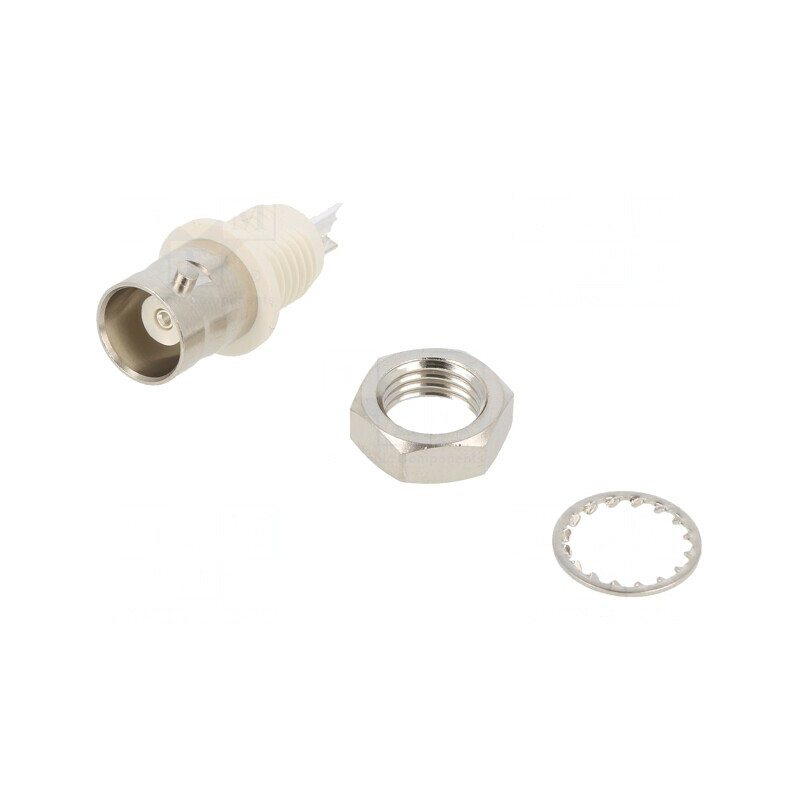 Soclu BNC Mamă 50Ω Lipire Nylon Argintat | Electronic-mag.ro | Componente Electronice