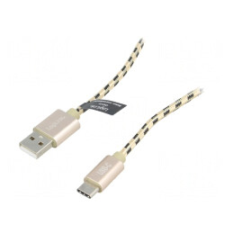 Cablu USB-A la USB-C 1m Negru-Maro Textilă