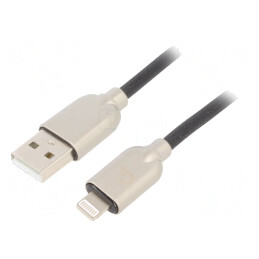 Cablu USB 2.0 Apple Lightning 2m Negru | Electronic-mag.ro | Componente Electronice