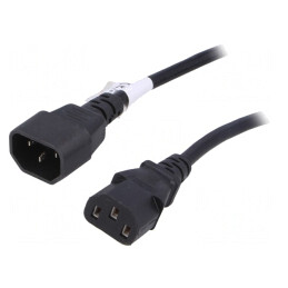 Cablu Prelungitor IEC C13 la C14 5m Negru 10A | Electronic-mag.ro | Componente Electronice