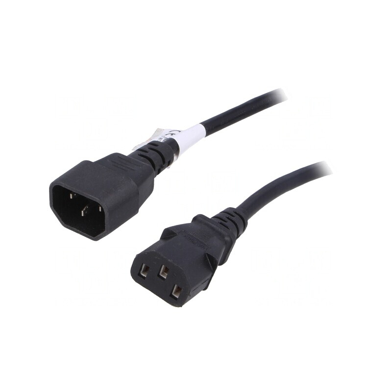 Cablu Prelungitor IEC C13 la C14 5m Negru 10A | Electronic-mag.ro | Componente Electronice