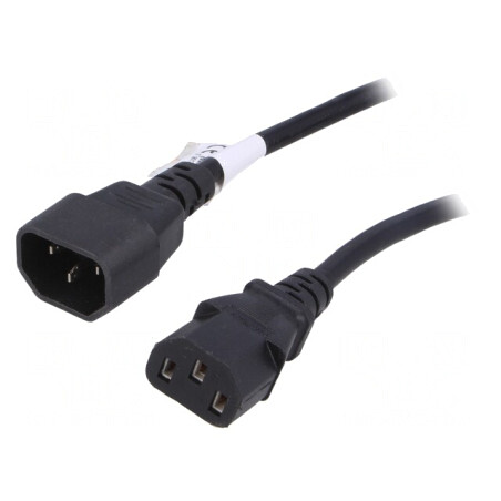 Cablu Prelungitor IEC C13 la C14 5m Negru 10A | Electronic-mag.ro | Componente Electronice