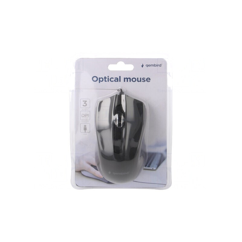 Mouse optic negru USB cu cablu 1.35m și 3 butoane | Electronic-mag.ro | Componente Electronice