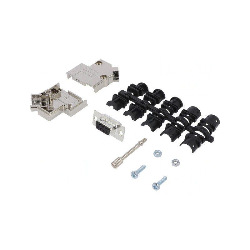 Conector D-Sub 9-Pin Femelă Unghi 45° Lipire Pe Cablu Gold Flash | Electronic-mag.ro | Componente Electronice