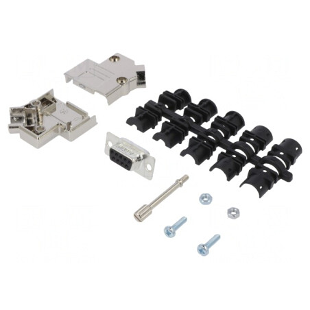 Conector D-Sub 9-Pin Femelă Unghi 45° Lipire Pe Cablu Gold Flash | Electronic-mag.ro | Componente Electronice