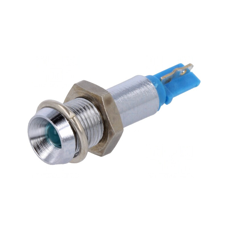 Lampă de control LED albastru 24-28VAC metalică Ø6,2mm | Electronic-mag.ro | Componente Electronice