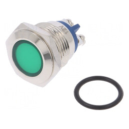 Lampă de control LED verde Ø16mm 12VDC/12VAC | Electronic-mag.ro | Componente Electronice