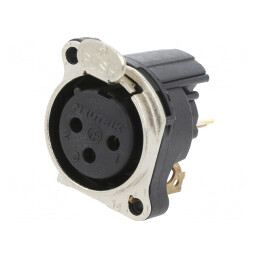 Soclu XLR Mamă 3 PIN cu Buton Argint 6A | Electronic-mag.ro | Componente Electronice