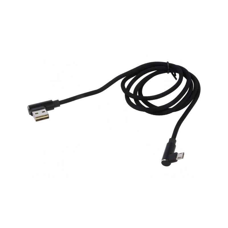 Cablu USB 2.0 1m Negru Textile Quick Charge | Electronic-mag.ro | Componente Electronice