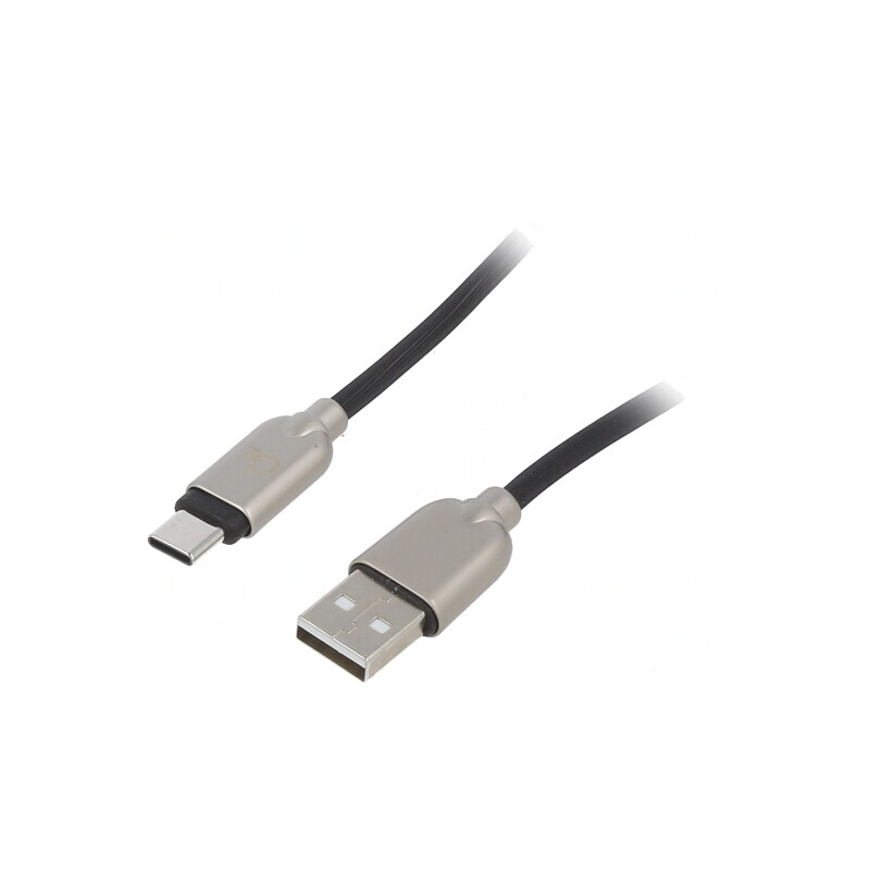 Cablu USB 2.0 A la USB C Aurit 2m Negru 480Mbps | Electronic-mag.ro | Componente Electronice