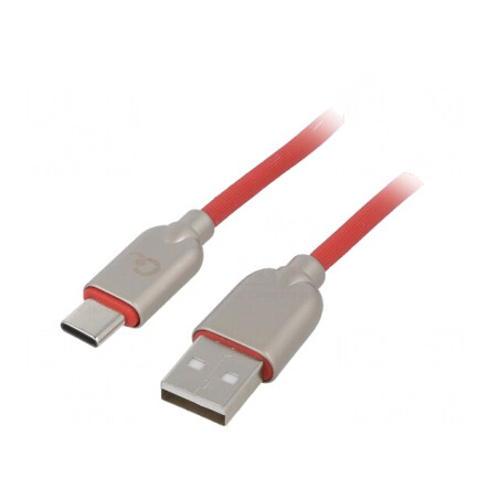 Cablu USB 2.0 USB A - USB C 2m Roșu Aurit 480Mbps | Electronic-mag.ro | Componente Electronice