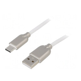 Cablu USB 2.0 USB-A la USB-C Aurit 2m Alb | Electronic-mag.ro | Componente Electronice