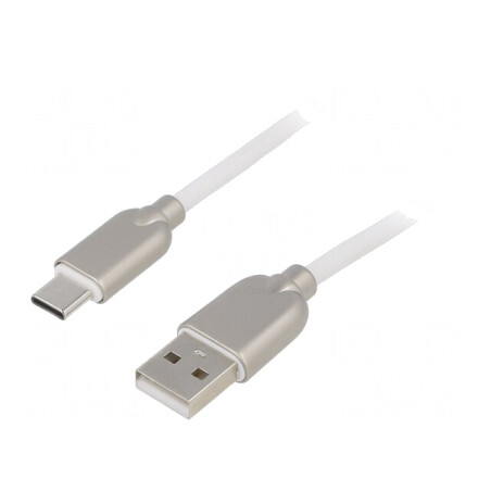 Cablu USB 2.0 USB-A la USB-C Aurit 2m Alb | Electronic-mag.ro | Componente Electronice
