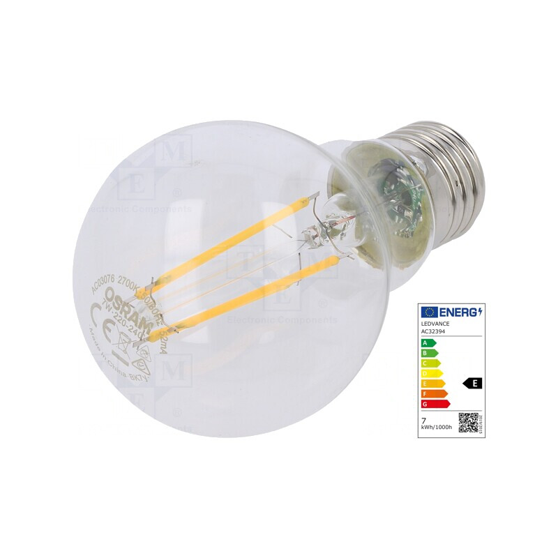 Lampă LED E27 7W Alb Cald 2700K 806lm | Electronic-mag.ro | Componente Electronice