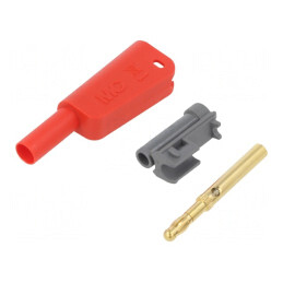 Banană roșie 4mm 19A 1kV cu izolație și soclu axial | Electronic-mag.ro | Componente Electronice