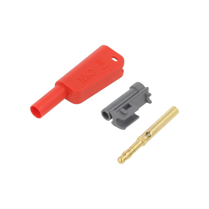 Banană roșie 4mm 19A 1kV cu izolație și soclu axial | Electronic-mag.ro | Componente Electronice