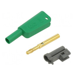 Conector banană verde 4mm 19A 1kV cu izolaţie