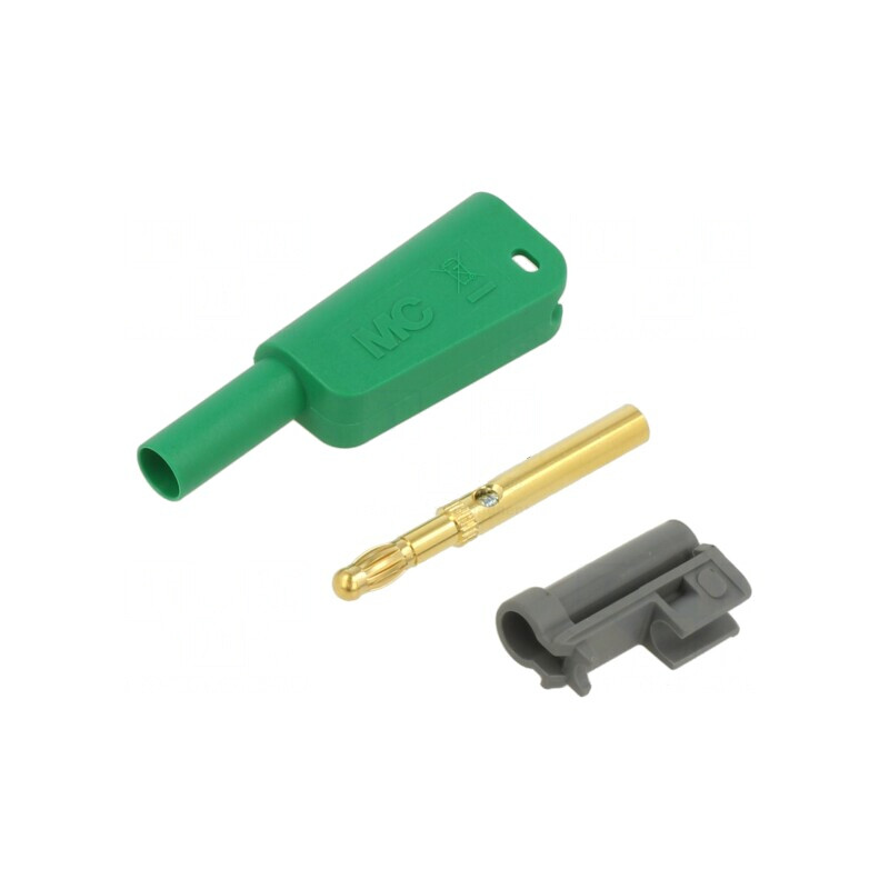 Conector banană verde 4mm 19A 1kV cu izolaţie | Electronic-mag.ro | Componente Electronice